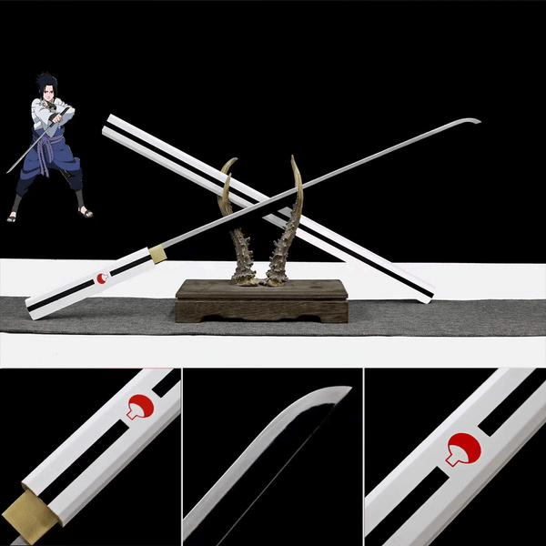 Anime NARUTO Sasuke Kusanagi-No-Tsurugi Sword Shirasaya Sasuke Sword Spring Steel WhiteBlade